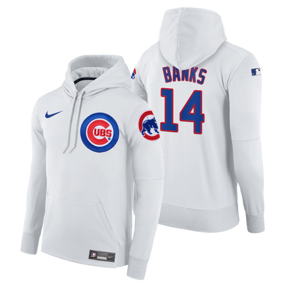Men Chicago Cubs #14 Banks white home hoodie 2021 MLB Nike Jerseys